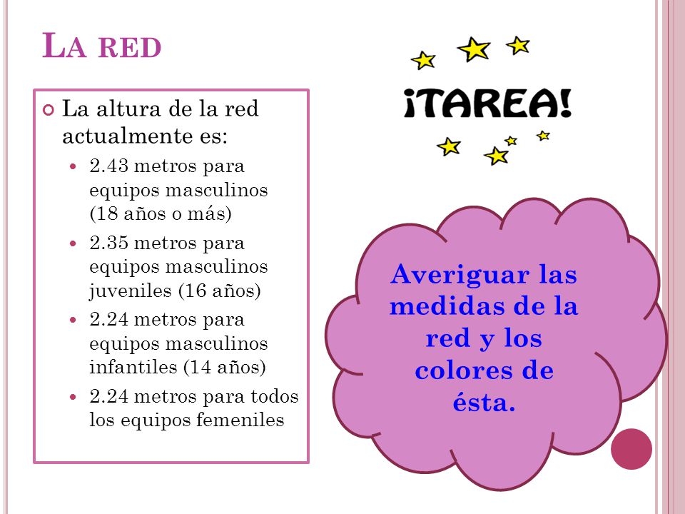 altura dela red de voleibol infantil